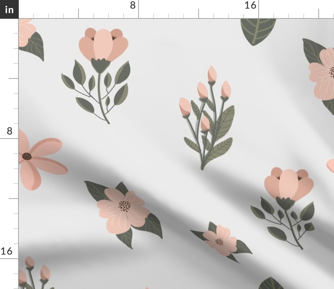 Elegant Floral Pink Botanical Garden Hand Drawn Flowers Traditional Custom Printed Fabric by Spoonflower Various Fabrics by the Yard or Fat Quarter